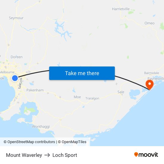 Mount Waverley to Loch Sport map