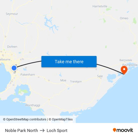 Noble Park North to Loch Sport map