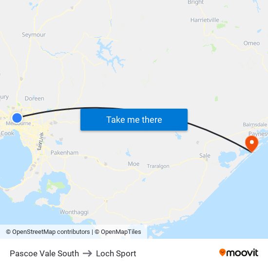 Pascoe Vale South to Loch Sport map