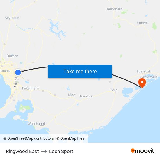 Ringwood East to Loch Sport map