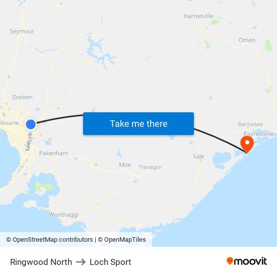 Ringwood North to Loch Sport map