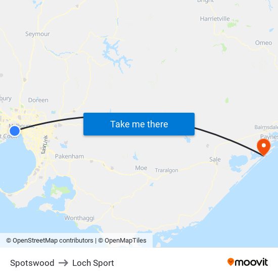 Spotswood to Loch Sport map