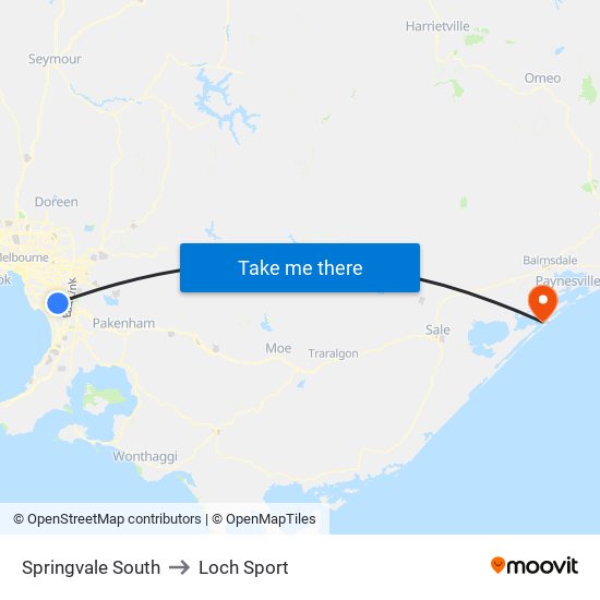 Springvale South to Loch Sport map