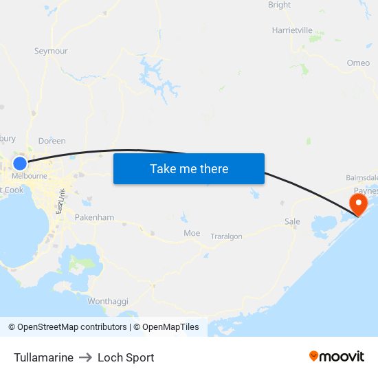 Tullamarine to Loch Sport map