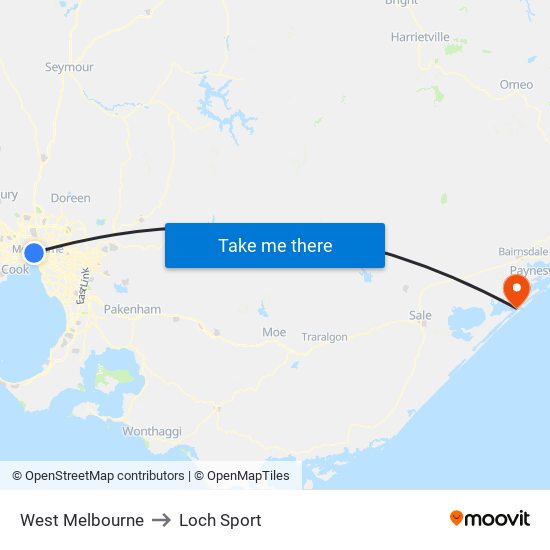 West Melbourne to Loch Sport map