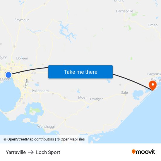 Yarraville to Loch Sport map