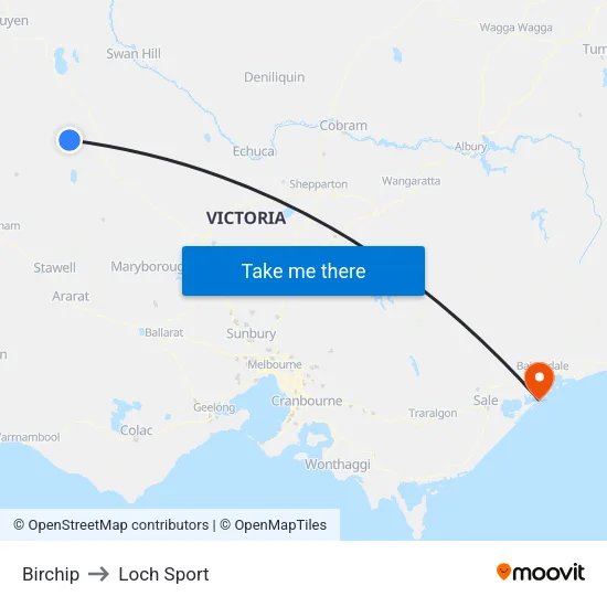 Birchip to Loch Sport map