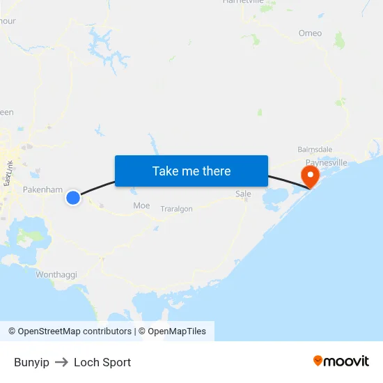 Bunyip to Loch Sport map