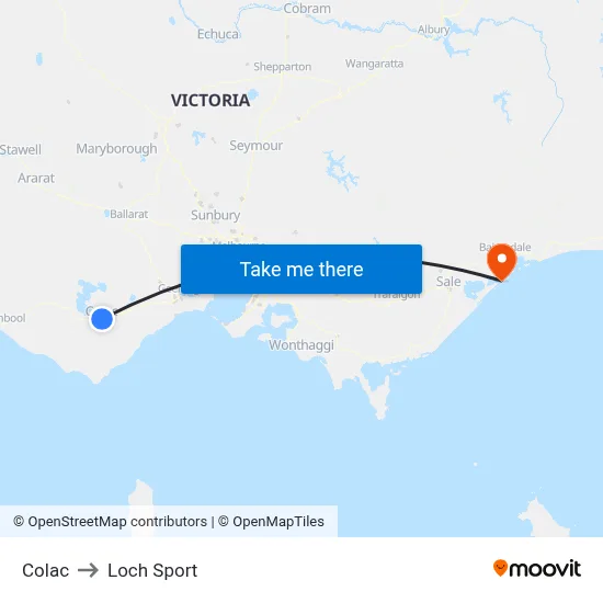 Colac to Loch Sport map
