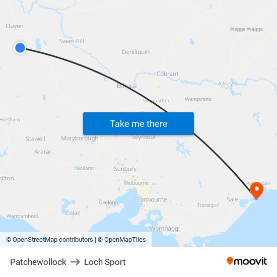 Patchewollock to Loch Sport map