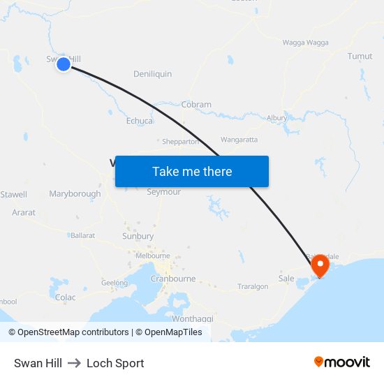 Swan Hill to Loch Sport map