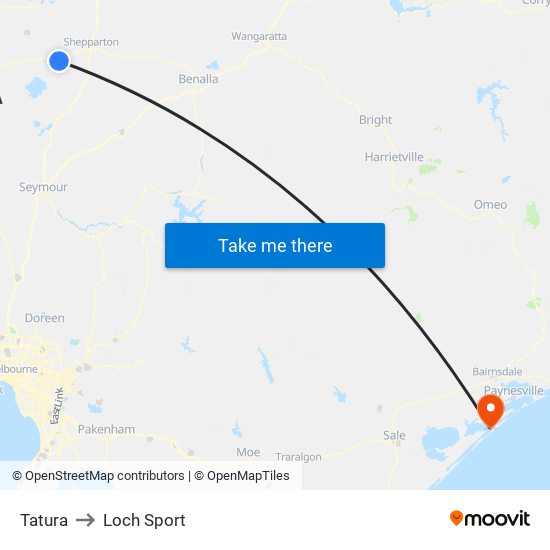 Tatura to Loch Sport map