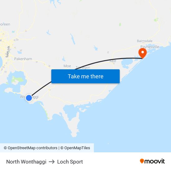 North Wonthaggi to Loch Sport map