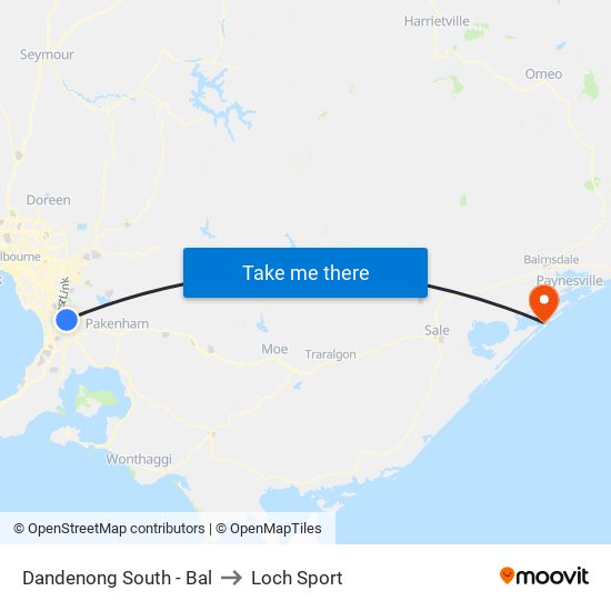 Dandenong South - Bal to Loch Sport map