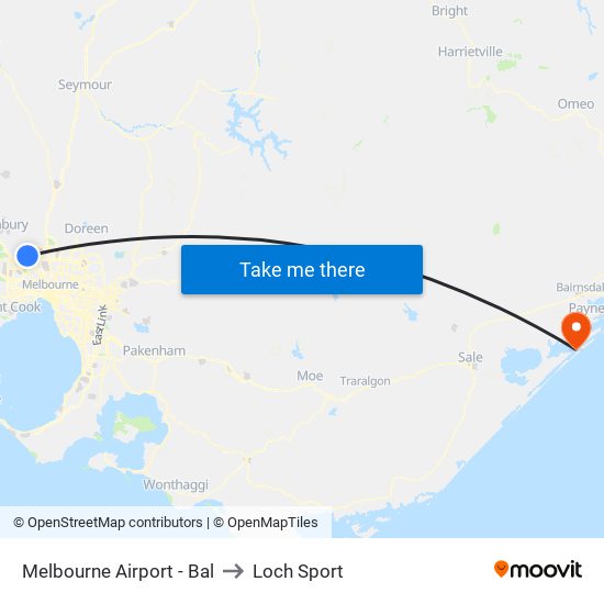 Melbourne Airport - Bal to Loch Sport map