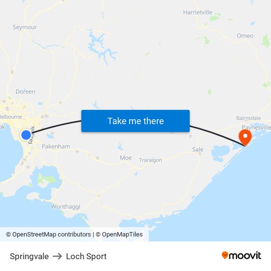 Springvale to Loch Sport map