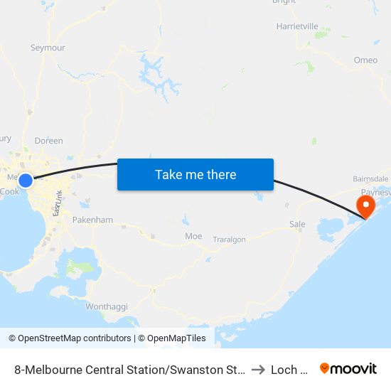 8-Melbourne Central Station/Swanston St (Melbourne City) to Loch Sport map