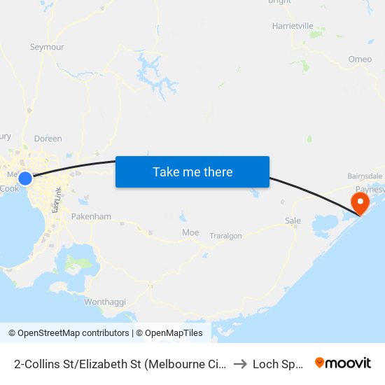 2-Collins St/Elizabeth St (Melbourne City) to Loch Sport map