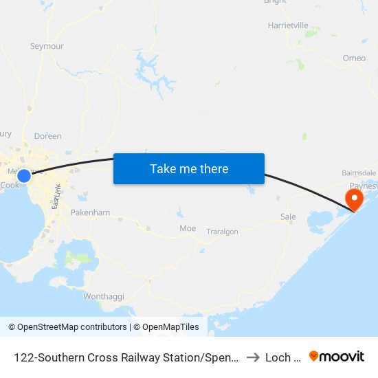 122-Southern Cross Railway Station/Spencer St (Melbourne City) to Loch Sport map