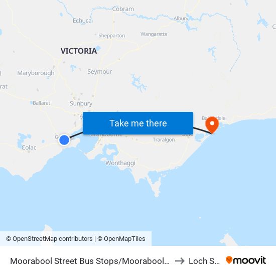 Moorabool Street Bus Stops/Moorabool St (Geelong) to Loch Sport map