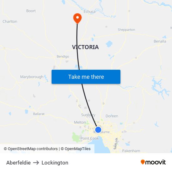 Aberfeldie to Lockington map