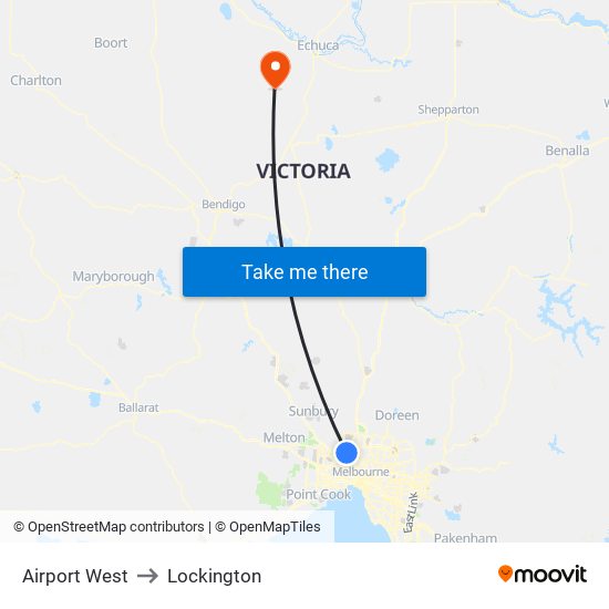 Airport West to Lockington map