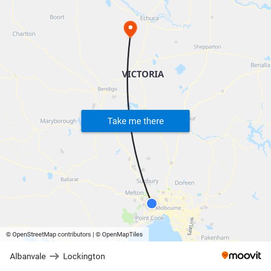 Albanvale to Lockington map