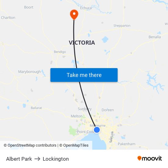 Albert Park to Lockington map