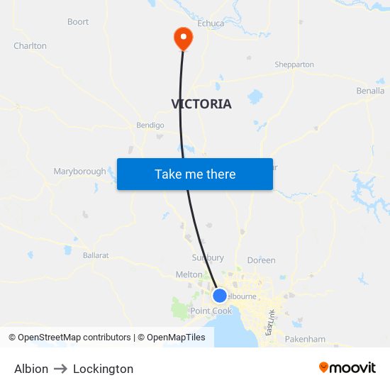 Albion to Lockington map