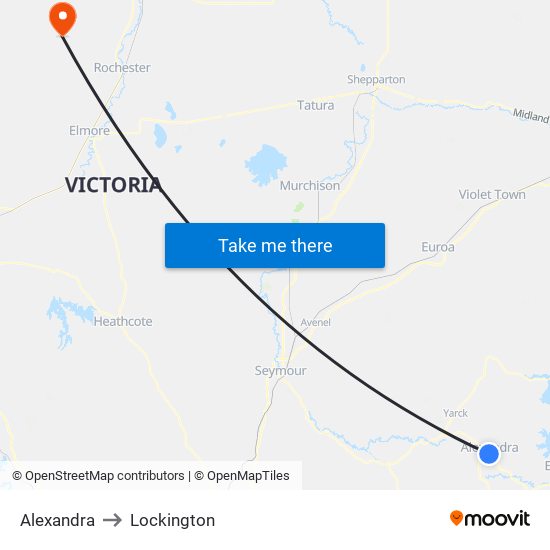 Alexandra to Lockington map