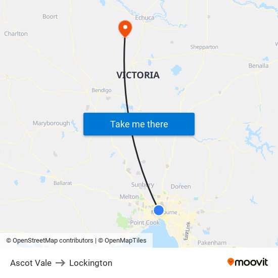 Ascot Vale to Lockington map