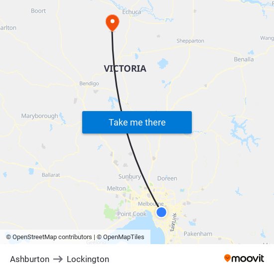 Ashburton to Lockington map