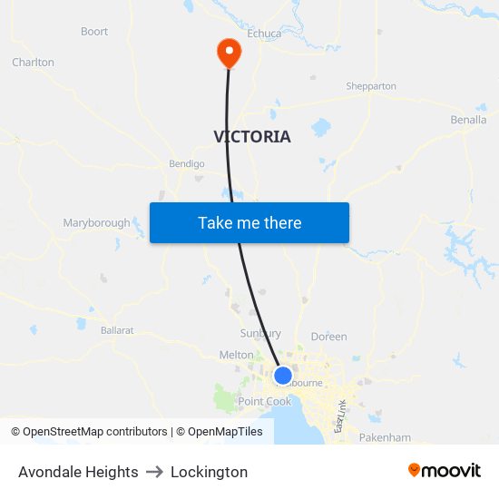 Avondale Heights to Lockington map