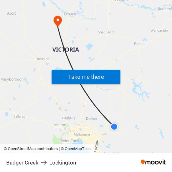 Badger Creek to Lockington map