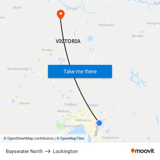 Bayswater North to Lockington map