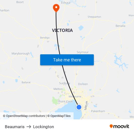 Beaumaris to Lockington map