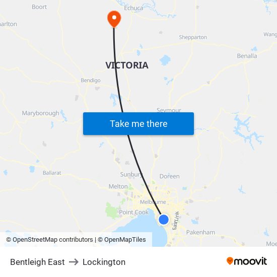 Bentleigh East to Lockington map