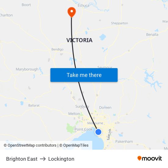 Brighton East to Lockington map