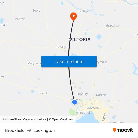 Brookfield to Lockington map