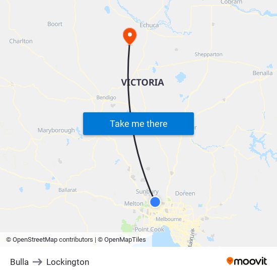 Bulla to Lockington map