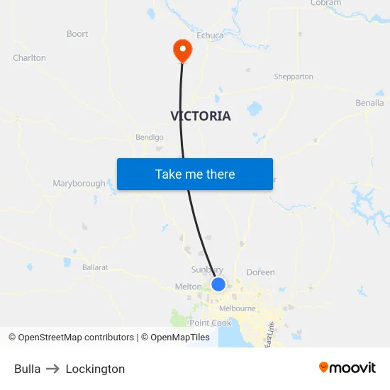 Bulla to Lockington map