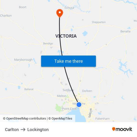 Carlton to Lockington map