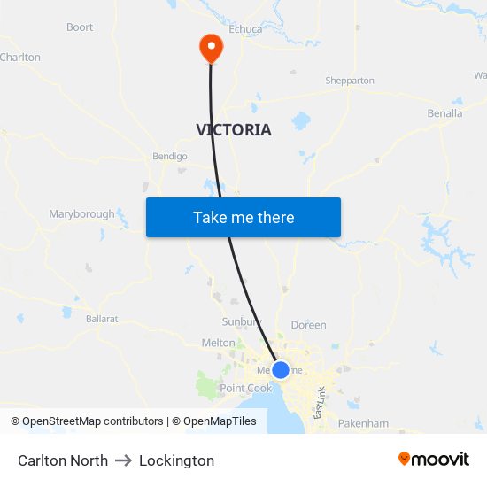 Carlton North to Lockington map