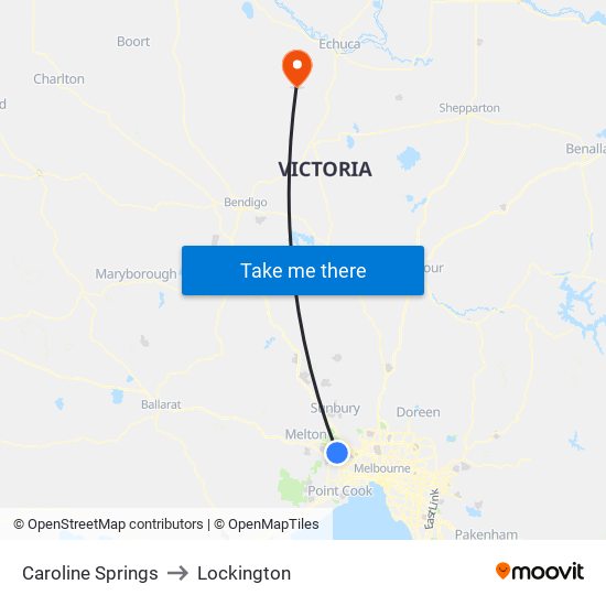 Caroline Springs to Lockington map