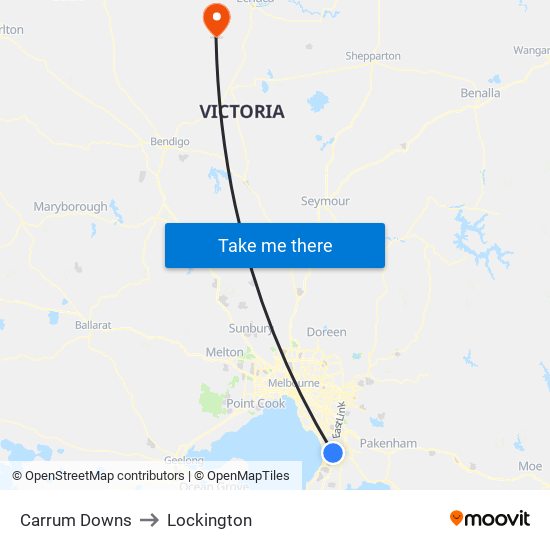 Carrum Downs to Lockington map