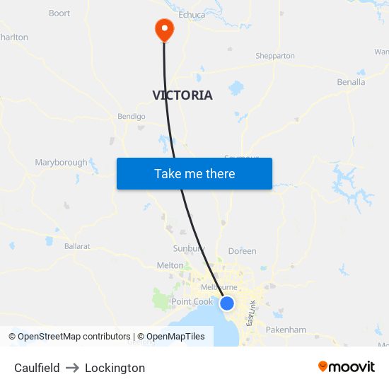 Caulfield to Lockington map