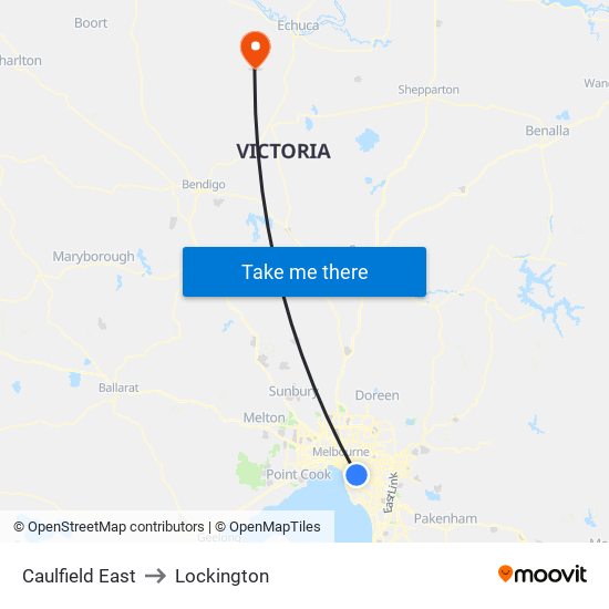 Caulfield East to Lockington map