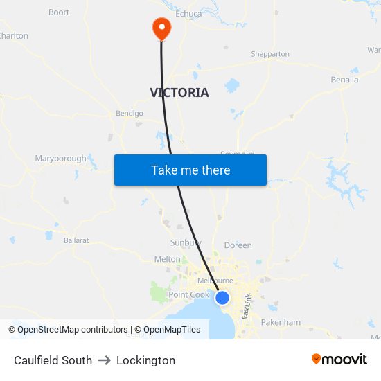 Caulfield South to Lockington map