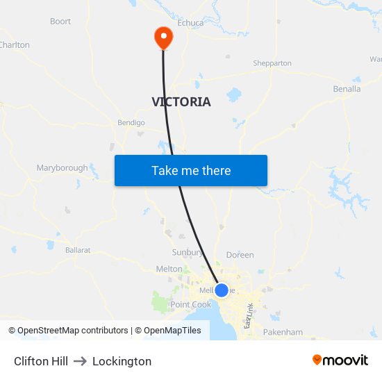 Clifton Hill to Lockington map