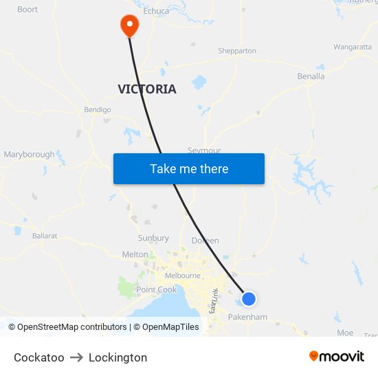Cockatoo to Lockington map
